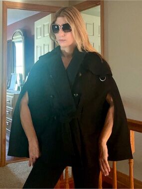 Banana Republic Black Cape Coat with Belted Waist